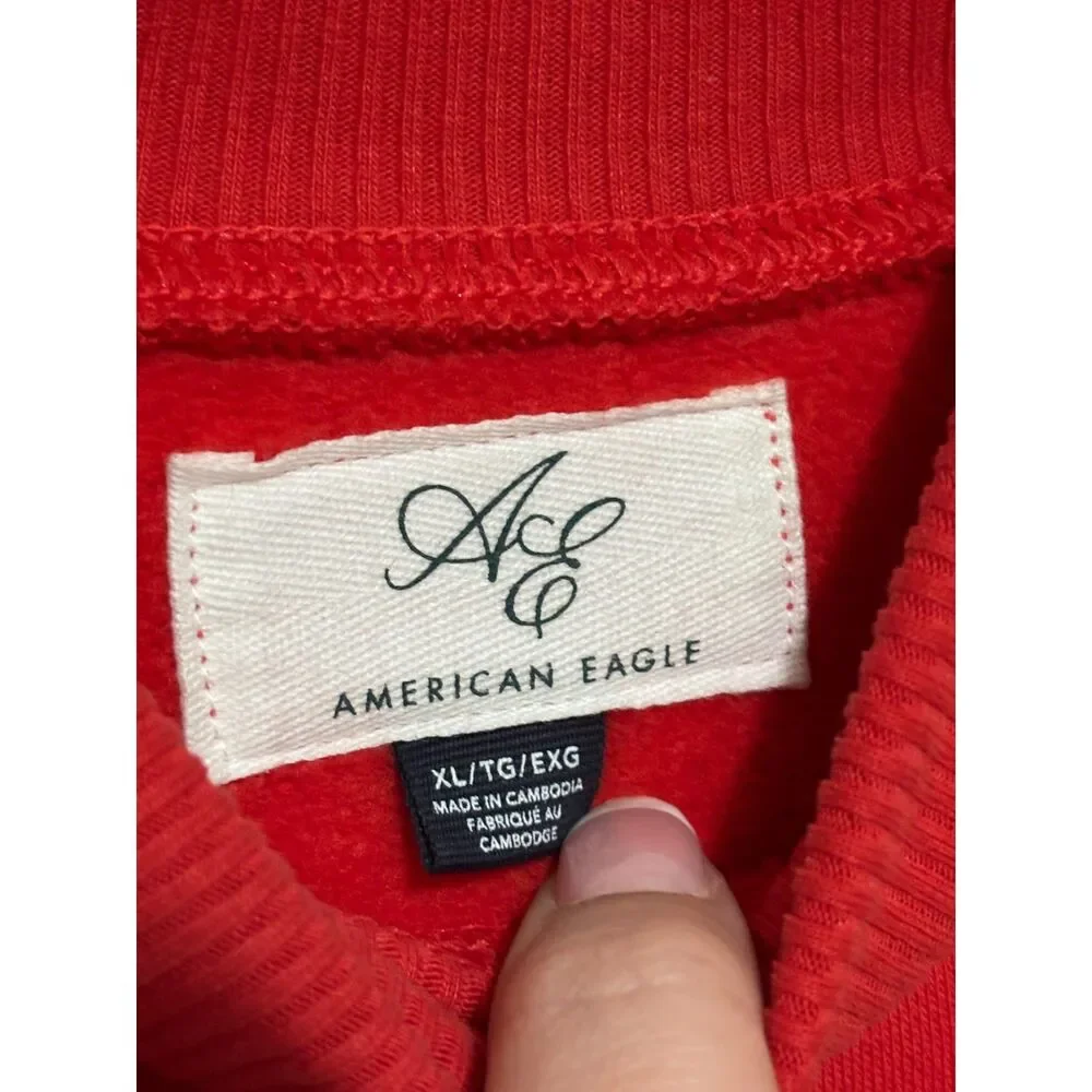 AE American Eagle Oversized Red Mock Neck Sweater Women's XL Cozy Casual Soft - Picture 2 of 7